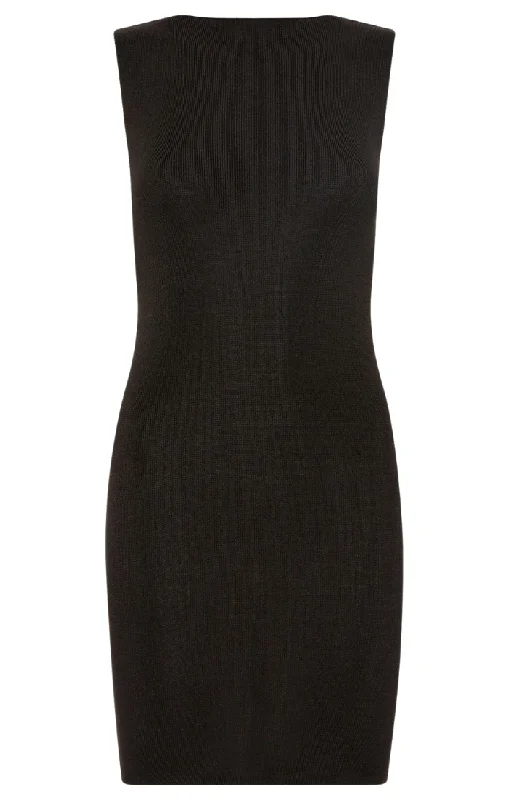 Vas Knit Mini Dress - Black Fashionable Button-Front Mini Dress