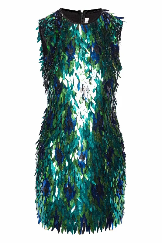 Sequin Sleeveless Jewel Neck Mini Dress Fashionable Button-Front Mini Dress