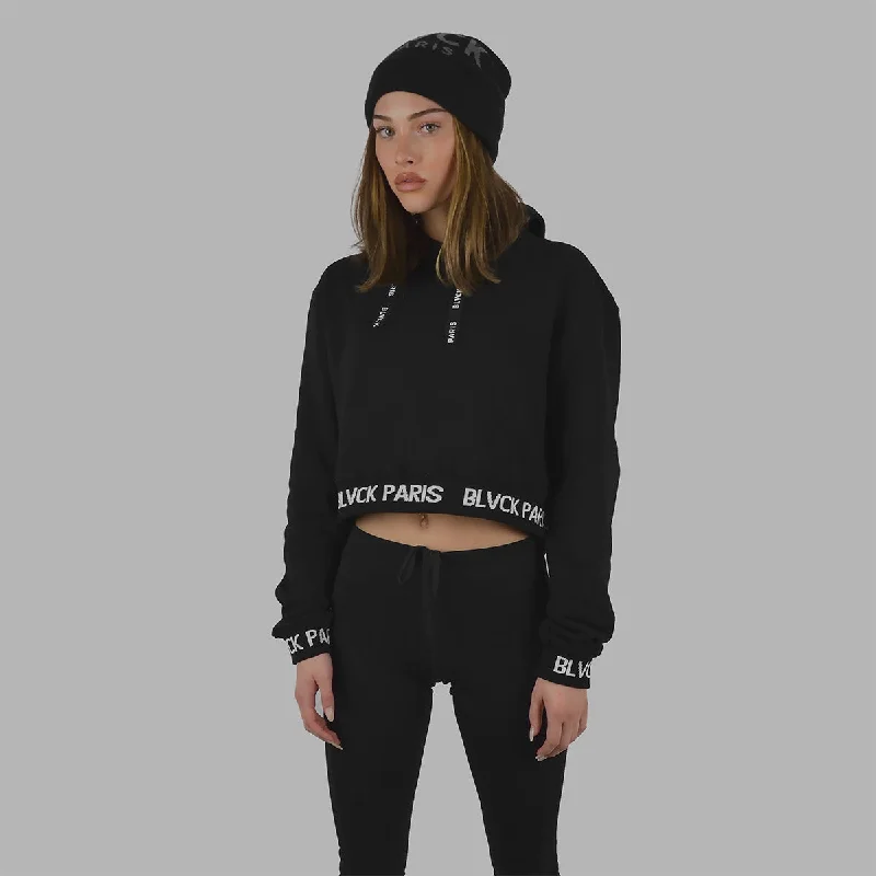 Blvck Cropped Pattern Hoodie Hoodie with Cuffed Sleeves Snug Secure