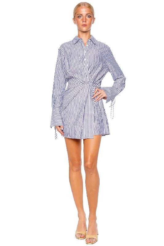 Yasmine Draped Shirt Mini Dress Trendy Wraparound Mini Dress