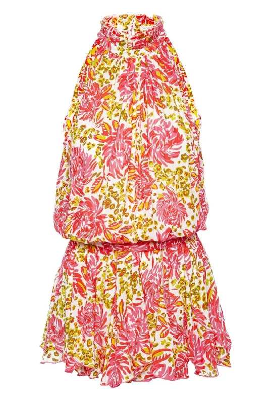 Bianca Pink Krysan Mini Dress Fashionable Lace-Trim Mini Dress