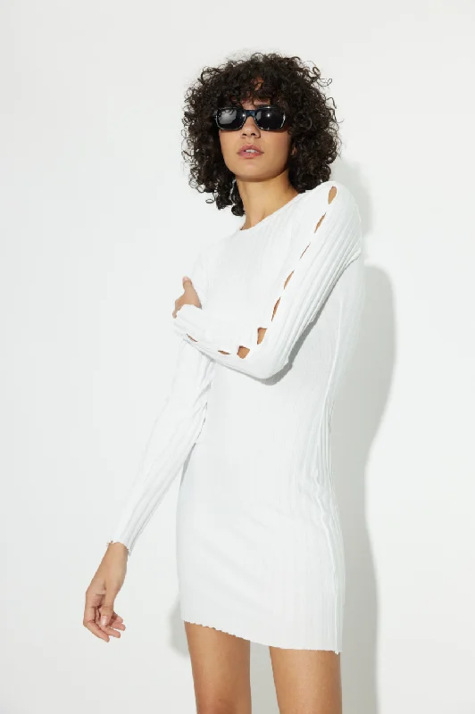 Capri L/S Mini Dress - White Comfortable Wrap Mini Dress