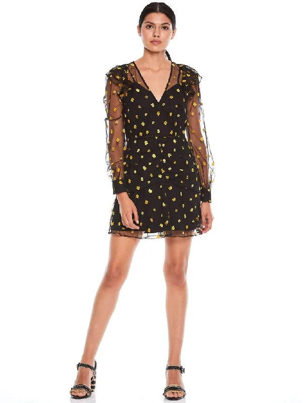 TALULAH-MIGHTNIGHT FIELD L/S MINI DRESS Modern Satin Mini Dress
