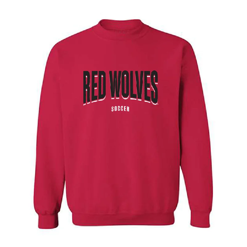 Arkansas State - NCAA Women's Soccer : Halle Reiter - Crewneck Sweatshirt Hoodie with Hem Contrast Bold Stylish