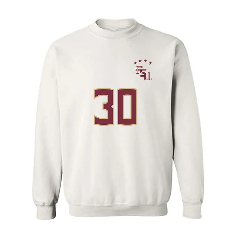 FSU - NCAA Women's Soccer : Ashlyn Puerta - White Replica Shersey Crewneck Sweatshirt Hooded Sweatshirt Casual Wear Street Style
