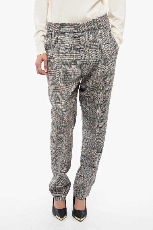 Brunello Cucinelli Pleated Pants with Glen-Plaid Motif 42 Italian size Stylish Harem Pants