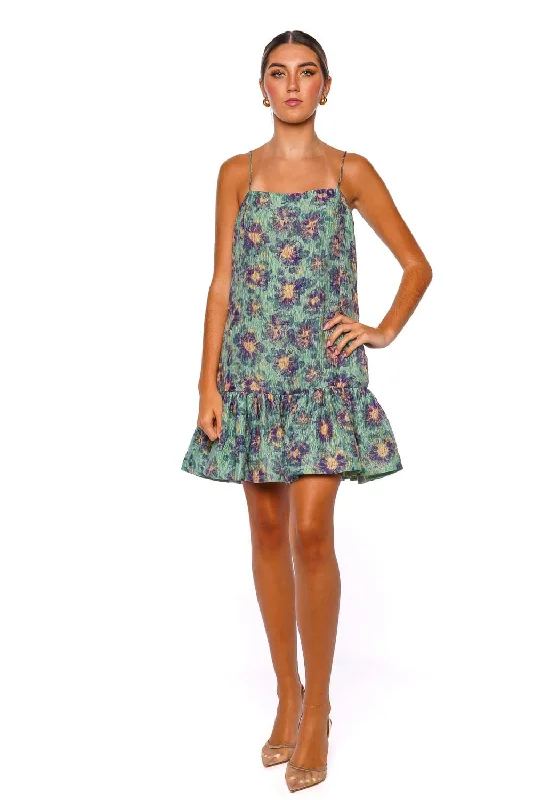 Iris Seaglass Ruffled Mini Dress Modern Satin Mini Dress