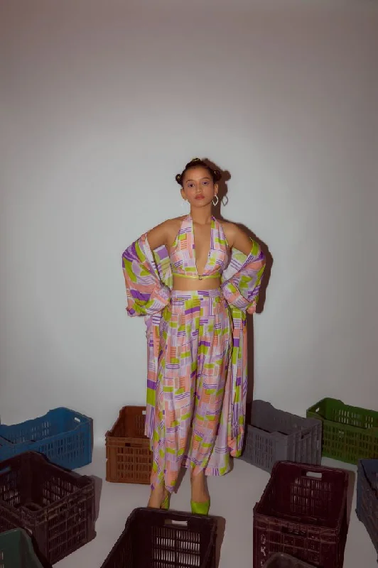 Geometric Printed Draped Pants Soft Cotton Pants