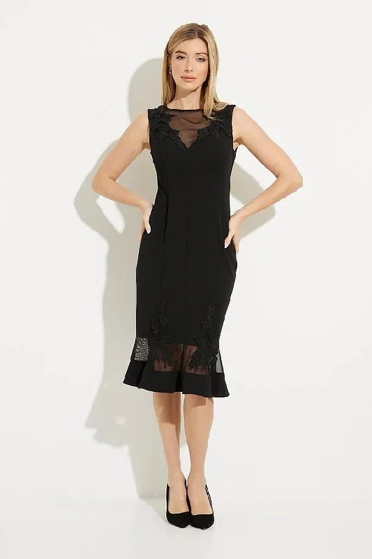 Lace & Mesh Neckline Dress Square Neckline Feminine