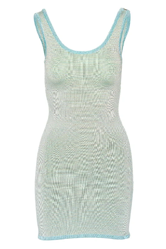 Summer Sky Lycra Tuck Mini Dress Elegant Satin Lace Mini Dress