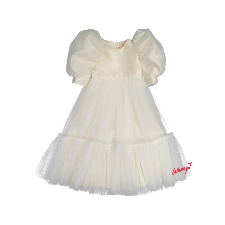 AW23-55-JACKIE DRESS(LONG)-Ivory Tulle Tunics Corduroy durable