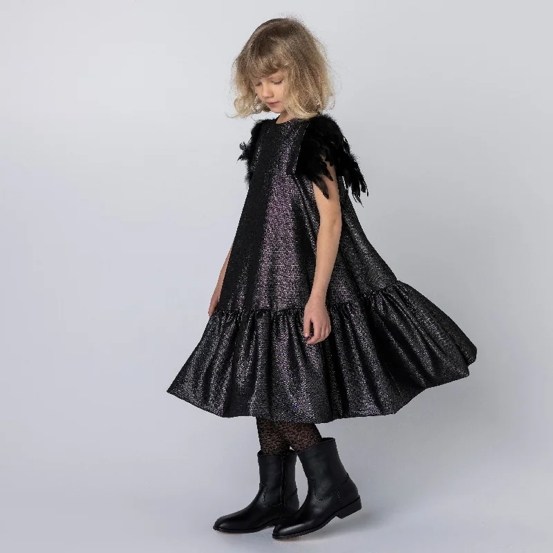 AW22-09.AVA DRESS- SHINY BLACK Tunics Canvas sturdy