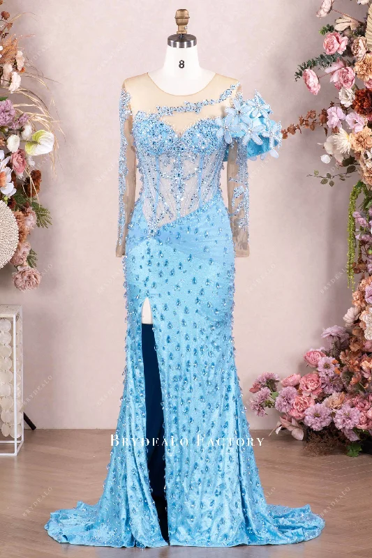 Sleeved Shoulder Large Flowers Tear-Drop Rhinestones Pageant Prom Dress Floral Print girly