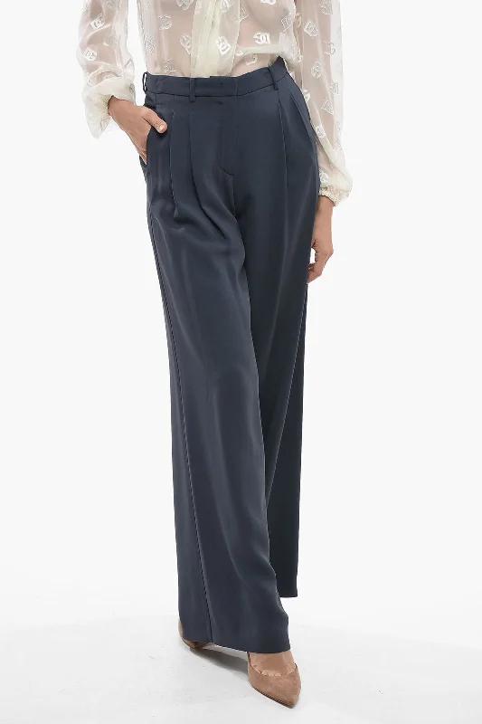 Fabiana Filippi Double-pleated Palazzo Pants with Belt Loops 38 Italian size High-Waist Trousers