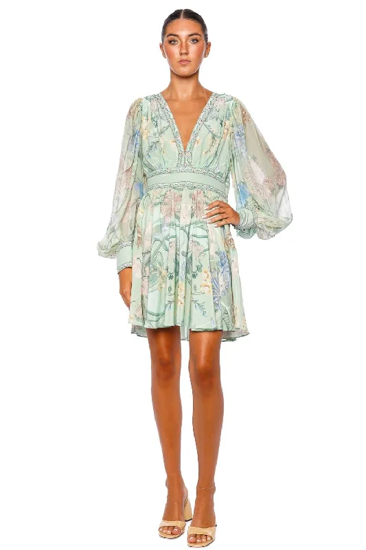 Dreaming in Dutch Blouson Sleeve Mini Dress Trendy Mesh Mini Dress