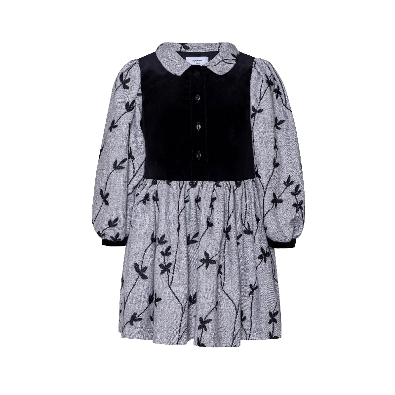 SPECIAL EDITION VISCOSE DRESS W/ VELVET -Grey Tunics Leisure comfortable