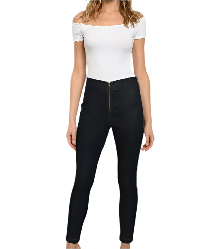 High waisted zipper closure skinny pants junior Classic Stretch Pants