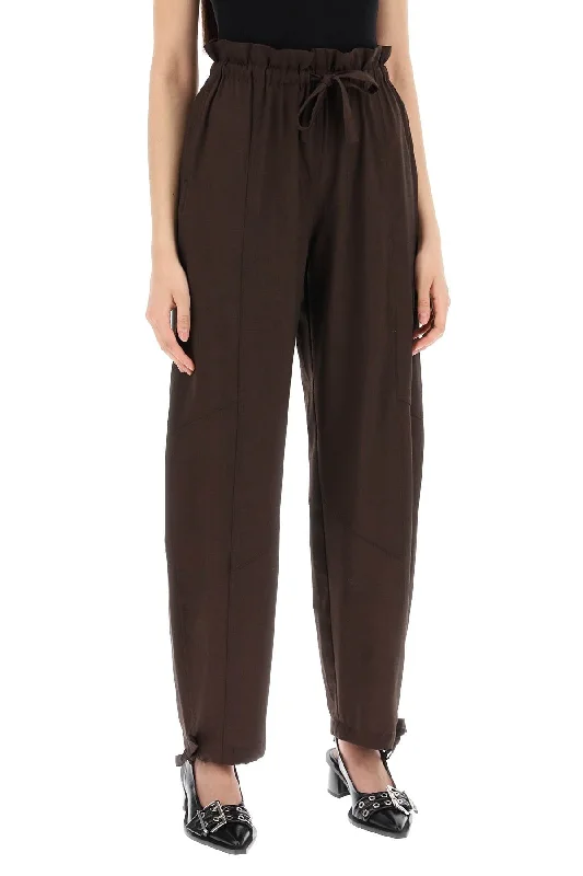 Ganni Drapey Pants In Lenz Trendy Wide-Legged Trousers