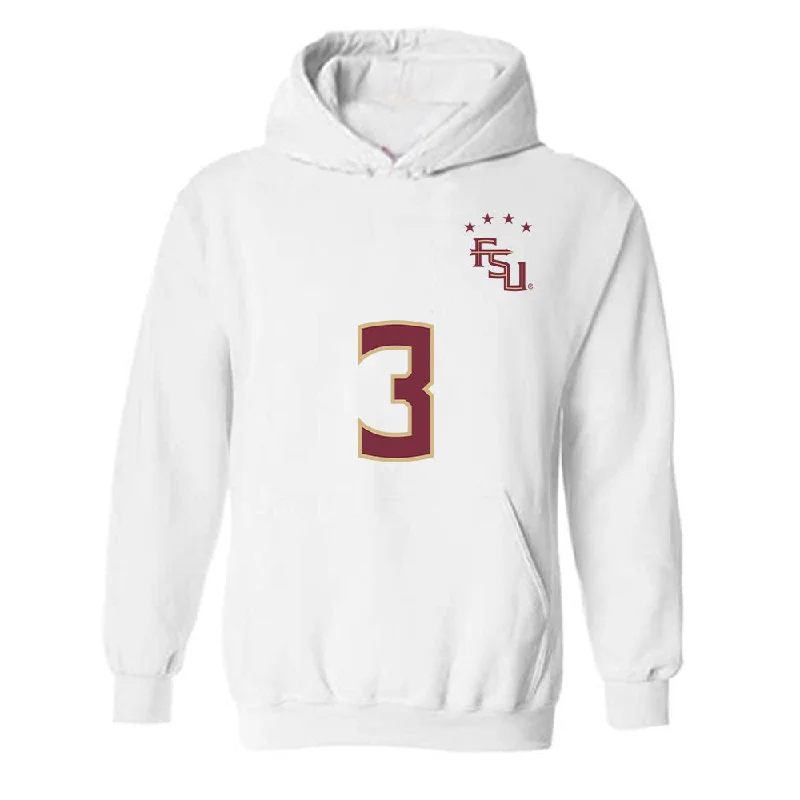 FSU - NCAA Women's Soccer : Taylor Huff - Replica Shersey Hooded Sweatshirt Hoodie with Hem Detail Decorative Unique