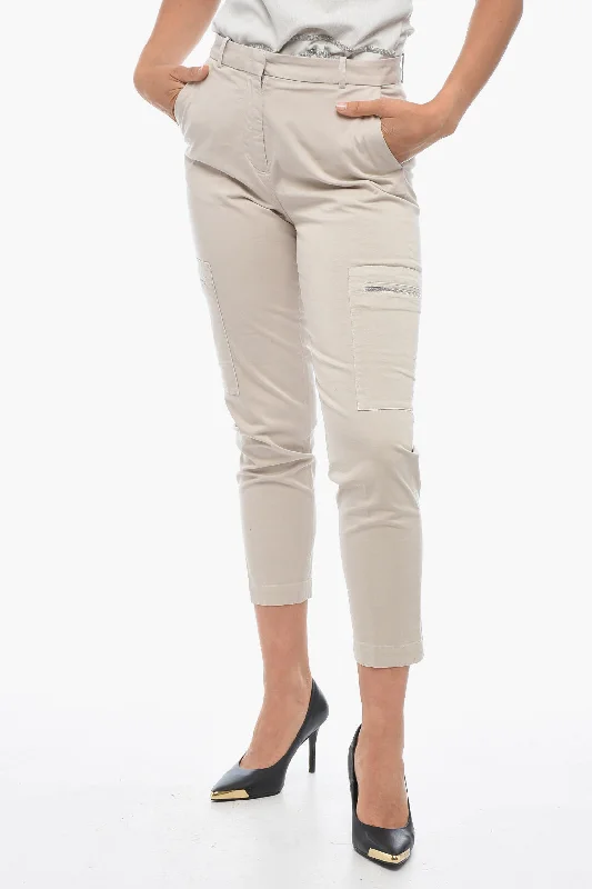 Fabiana Filippi Cropped Fit Stretch Cotton Cargo Pants 38 Italian size Stretch Fit Pants