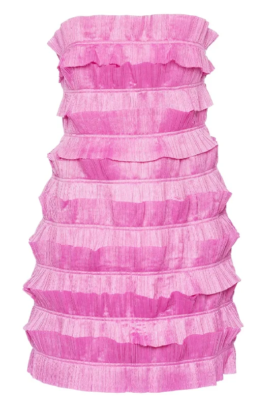 Palladium Ruffled Strapless Mini Dress Trendy Floral Mini Dress
