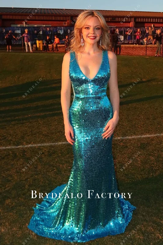 Homecoming Dress | Blue Sequined Sleeveless Mermaid Formal Gown Tunics Trendy modern