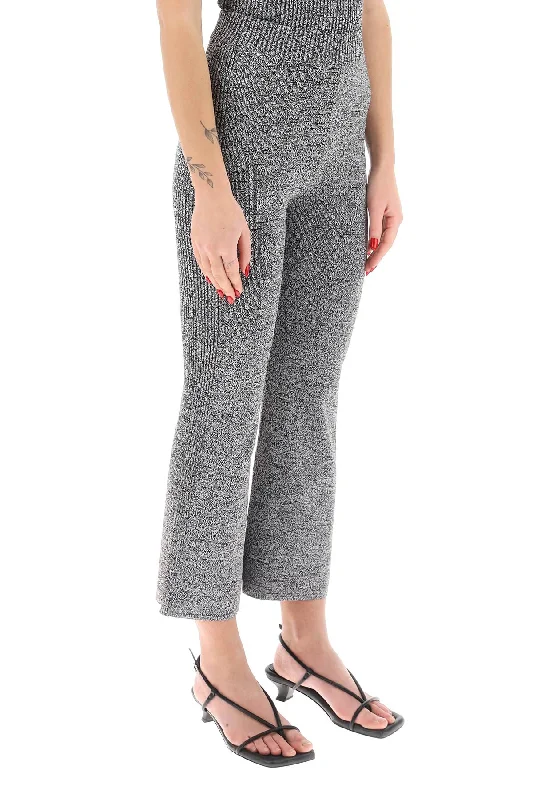 Ganni Stretch Knit Cropped Pants Elegant Palazzo Trousers