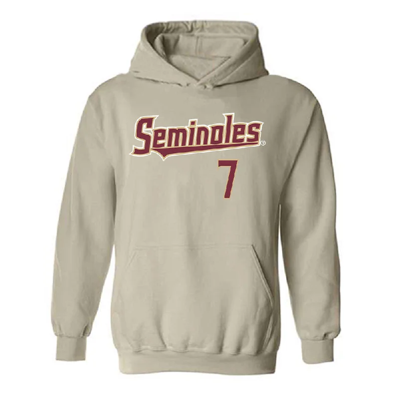 FSU - NCAA Women's Soccer : Ran Iwai - Replica Shersey Hooded Sweatshirt Hoodie with Hem Patch Decorative Personalized