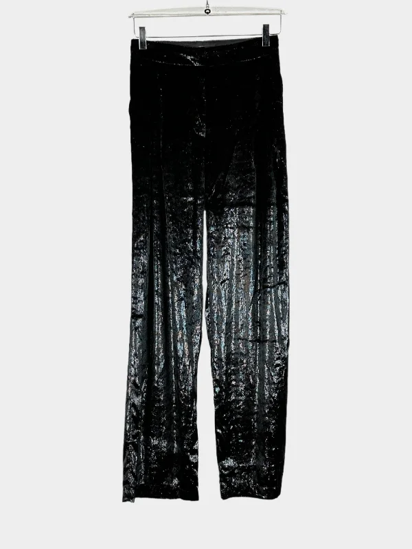 Shiny Velvet Pants Chic Faux Leather Pants