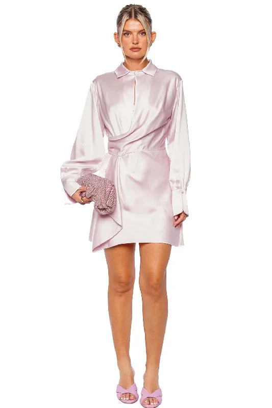 Talit Ballet Pink Draped Mini Dress Stylish Plaid Mini Dress