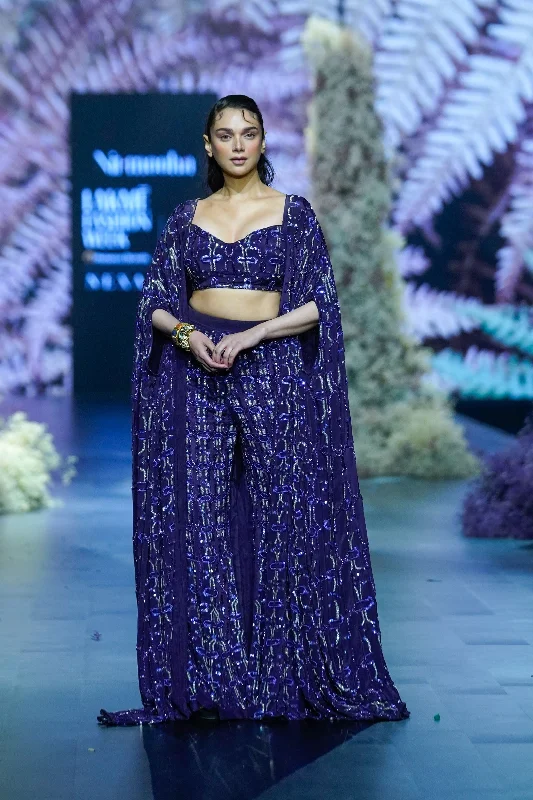 Embroidered Bustier & Pant Set Stylish Slim Trousers