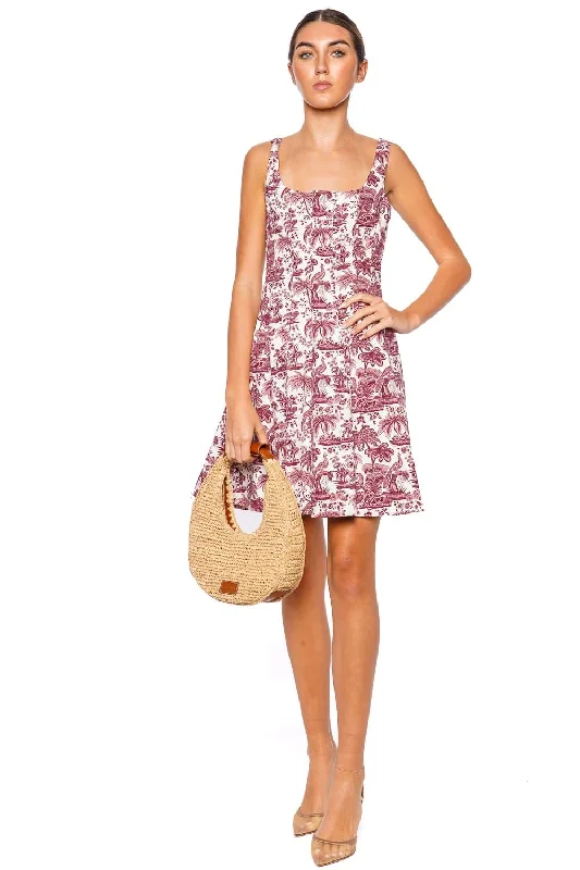 Wells Bordeaux Toile Mini Dress Fashionable Mini Dress with Frills