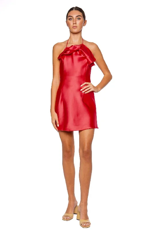 Abdie Ruffled Halter Mini Dress Trendy Camisole Mini Dress