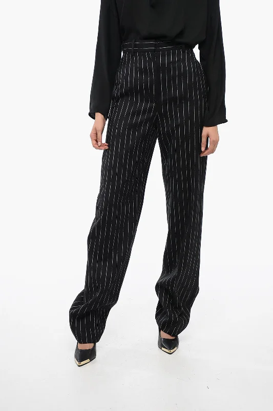 Alexander McQueen Pinstriped Wool Palazzo Pants 38 Italian size Elegant Trouser Pants