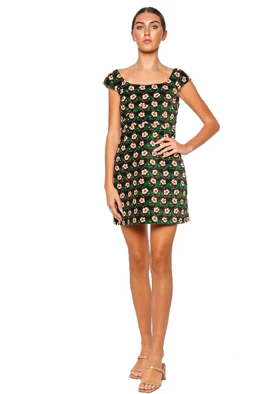 Arabesque Floral Velvet Mini Dress Stylish Spaghetti Strap Mini Dress