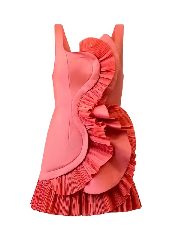Etherley Mini Dress in Hibiscus Pink Chic Bohemian Mini Dress