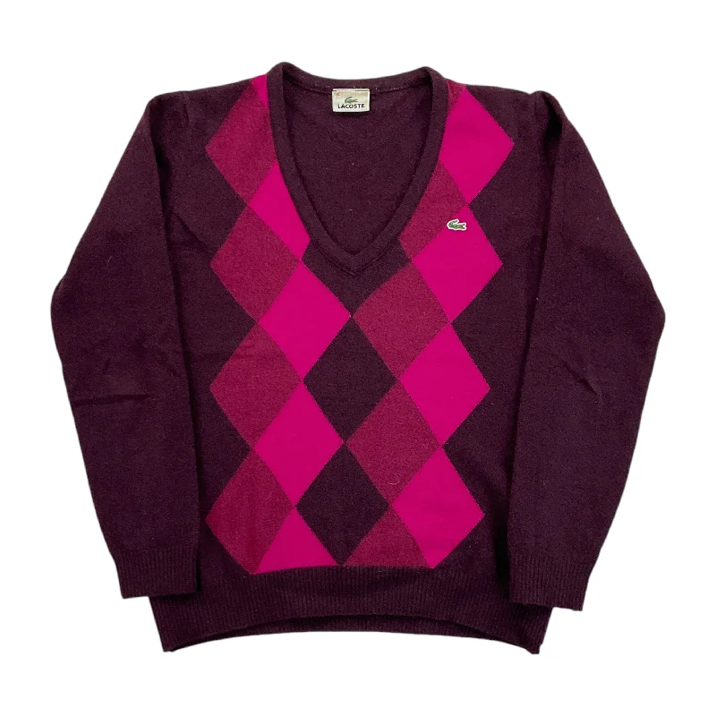 Lacoste 00s Checked Sweatshirt - Women/M Hoodie with Batwing Sleeves Loose Dramatic