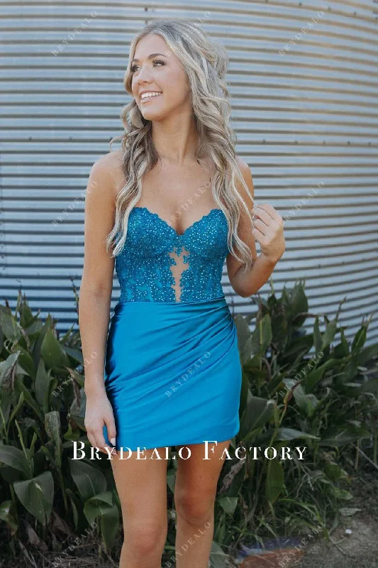 Blue Jay Strapless Sequined Mini Homecoming Prom Dress Tunics Practical durable