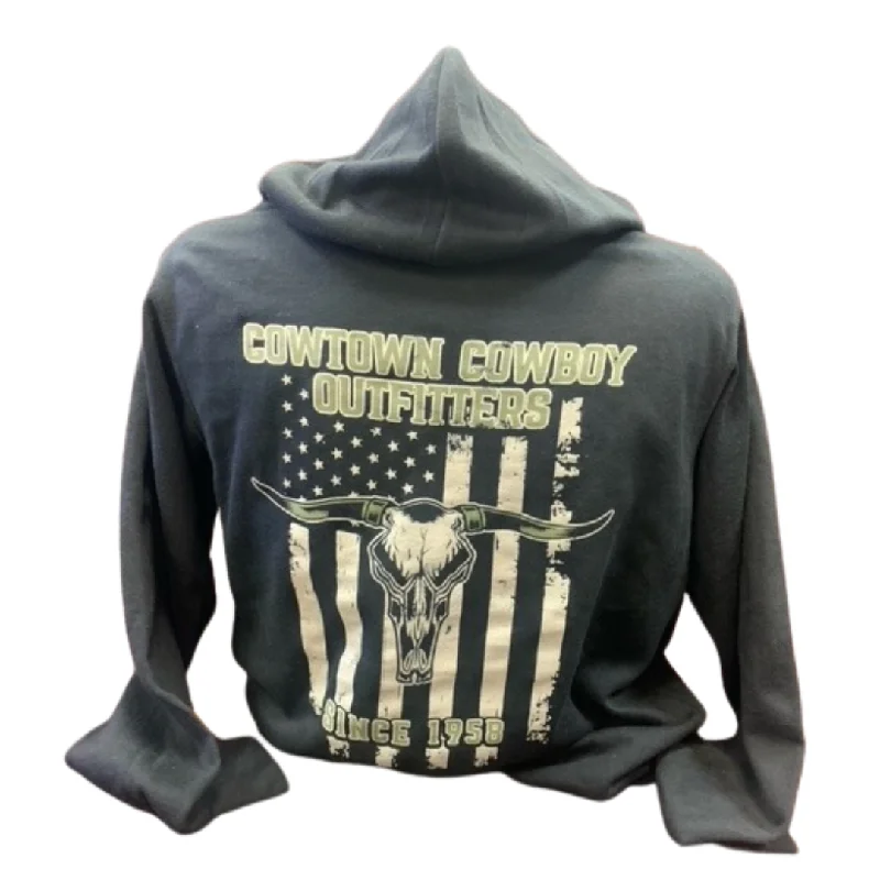 Cowtown Cowboy Outfitters Black Hoodie With Skull 139-Blk Hoodie with Illustration Artistic Creative