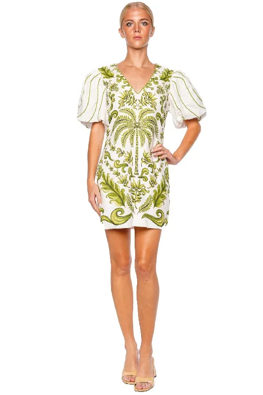 Milani Painterly Puff Sleeve Mini Dress Trendy Lace Mini Dress