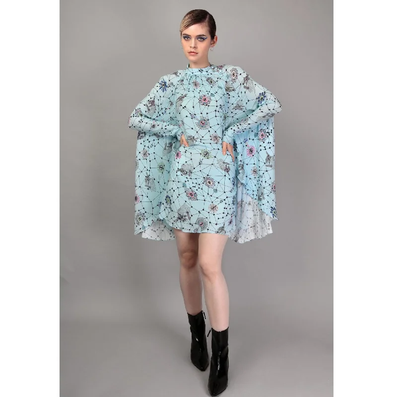 Button Up Corion Printed Mini Dress Chic Halter Mini Dress