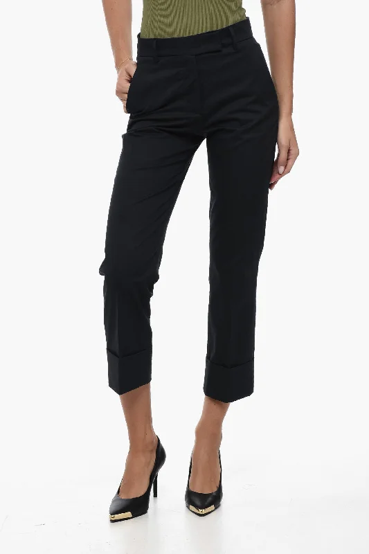 QL2 Stretch Cotton MAURA Pants with Cuffs 38 Italian size Chic Capri Pants