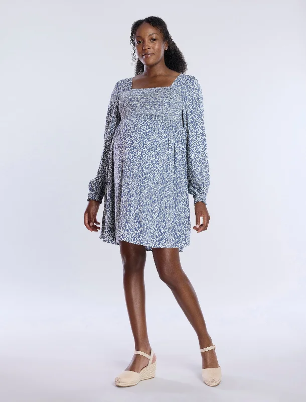 Long Sleeve Smocked Babydoll Dress Tunics Trendy modern