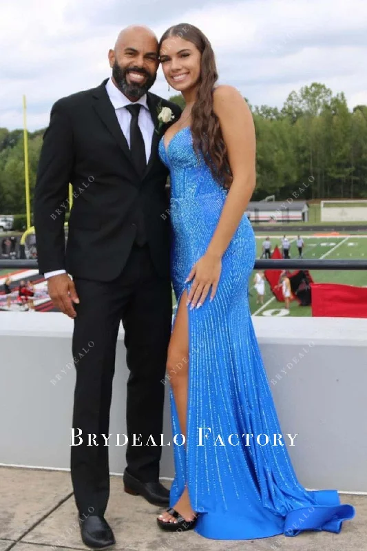 Blue Jay Sequined V-Neck Mermaid Homecoming Dress Tunics Stylish elegant