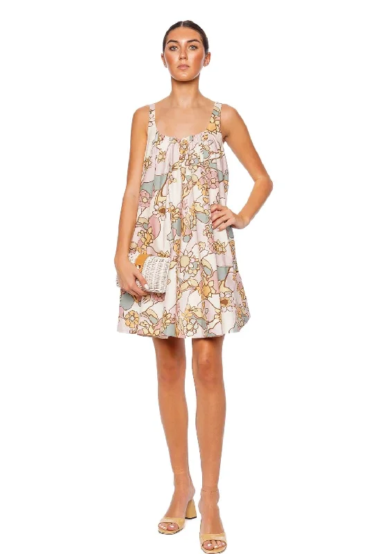 Maxine Kaleidoscope Floral Mini Dress Stylish Short Sleeve Mini Dress