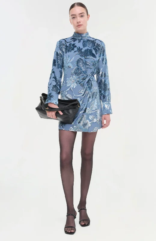 Halen Draped Mock Neck Mini Dress in Celestial Cozy Knitted Mini Dress