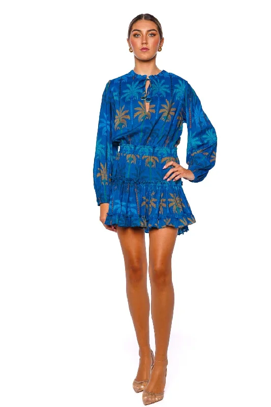 Lorena Cobalt Palms Mini Dress Classic Black Mini Dress