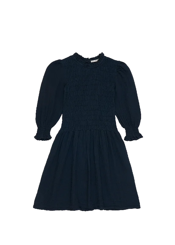 RICARDA DRESS-Space Blue Cowl Neckline Elegant