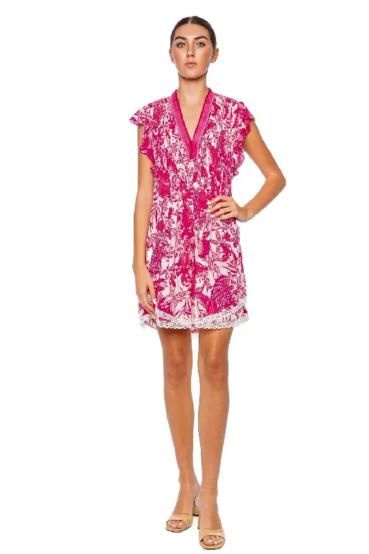 Sasha Pink Jengel Fringe Mini Dress Comfortable Ruffle Mini Dress