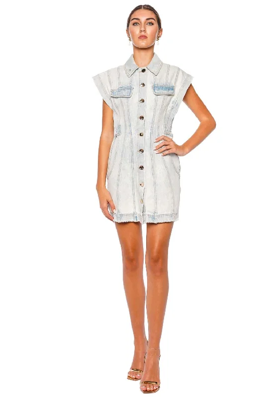 Eagleton Ice Blue Denim Mini Dress Comfortable Bodycon Mini Dress